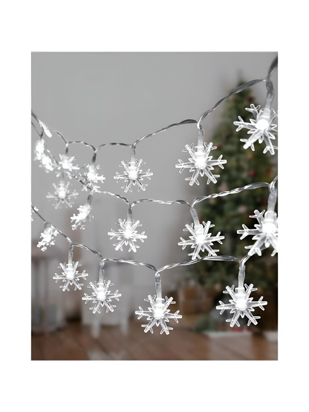 Snowflake Lights f 13ft 40 Led Snowflake Decor Battery Operated Strings Lights